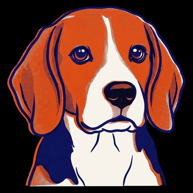 Riso Duotone portrait of a beagle, one of our custom pet portraits