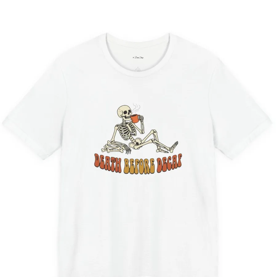 Funny coffee lover graphic tee, designed and printed in Canada