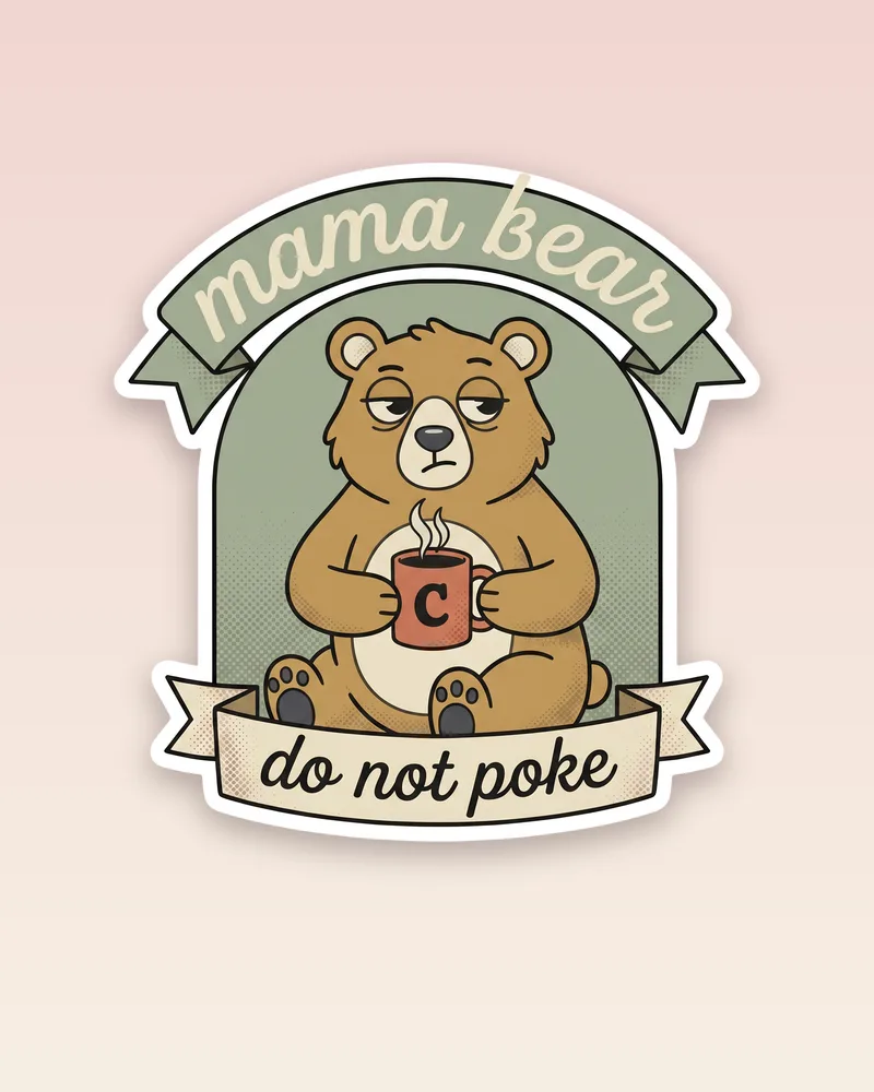 Funny mama bear mom graphic tee, designed and printed in Canada