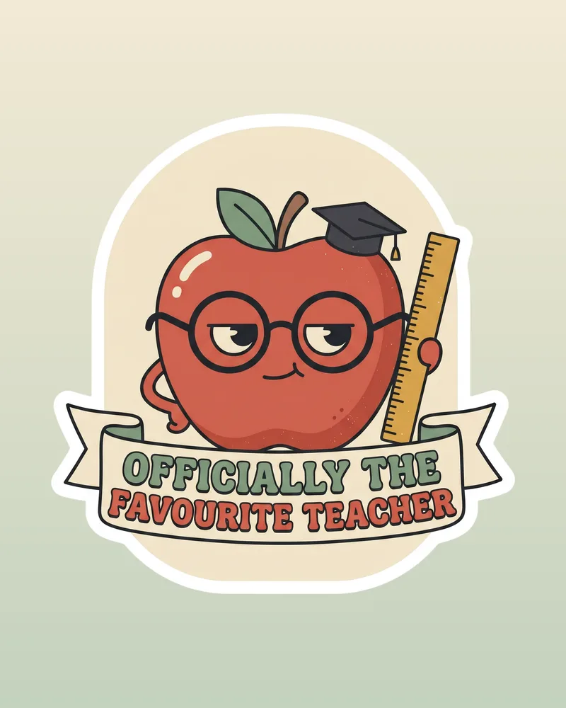 Funny apple teacher graphic tee, designed and printed in Canada
